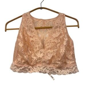 Soma Embraceable Bralette Peach Lace Wireless Unlined XL Cottage Boho Feminine